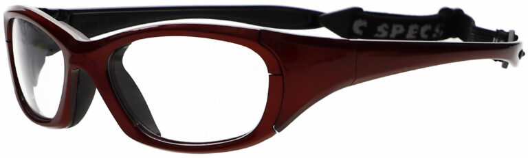 Microlite Model FB-1000 Radiation Protective Glasses in Red, Side Left Angle