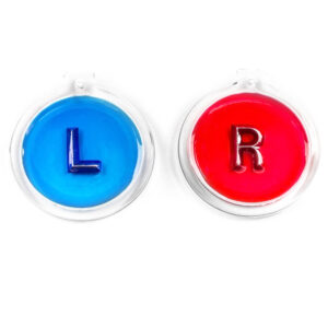 Circle leaded x-ray marker in blue and red