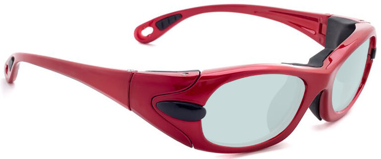 Model EGM Radiation and Laser Safety Glasses in Red, Side RightAngle