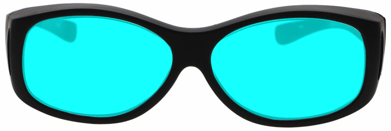 Front Angle of Radiation/Laser (Multiwave YAG, Alexandrite Diode) Combination Protective Eyewear in Black with Blue Lenses