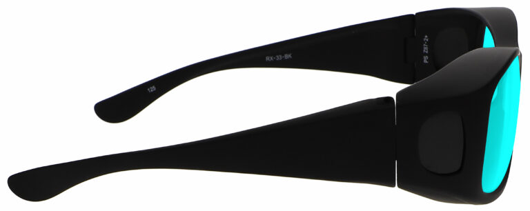 Right Angle of Radiation/Laser (Multiwave YAG, Alexandrite Diode) Combination Protective Eyewear in Black with Blue Lenses