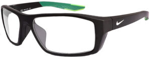 Nike Brazen Shadow Radiation Glasses in Matte Black, Angled to the Side Left