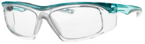 Attenuetch Dash Safety RG RX T9559 BL Clear Teal Frame Lens Angled Side Left Side