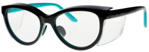 Attenuetch Dash Safety RG RX T9730 BKBL Black with Teal Frame Lens Angled Side Left